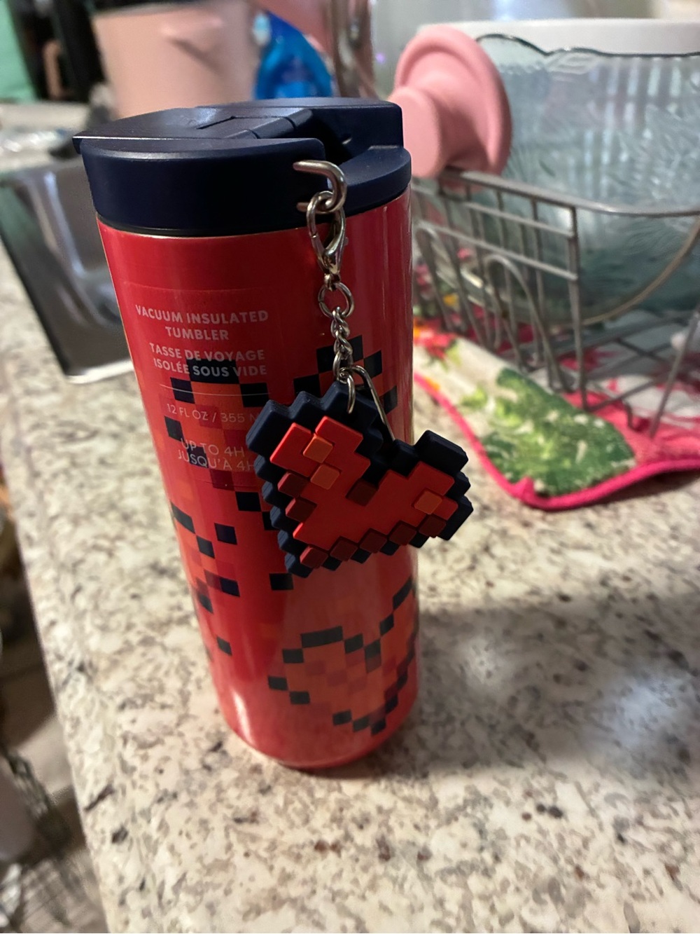 Starbucks Vacuum Insulated Red Pixel Heart Travel Tumbler - Unbranded